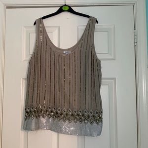 cache sequin beaded shirt shimmer tank top New with tags size large
